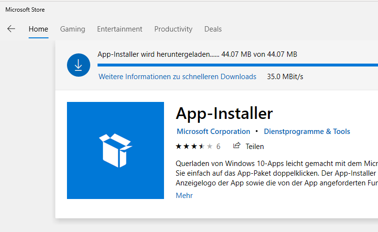 App Installer in the Microsoft Store