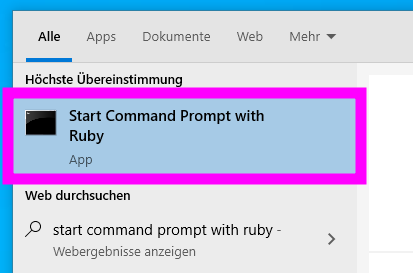 Start the Command prompt with Ruby